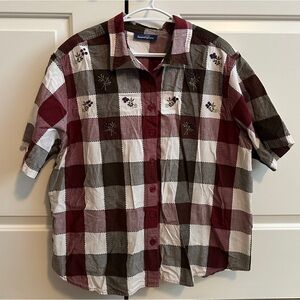 Y2K Vintage Plaid Short Sleeve Button Up Shirt